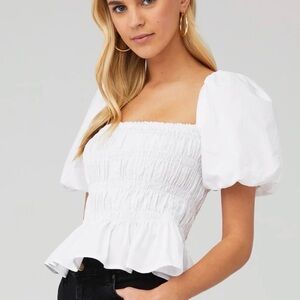 ASTR the Label White Puff Sleeve Top